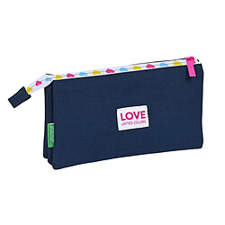 Trousse Fourre-Tout Triple Benetton Love Blue marine (22 x 12 x 3 cm)