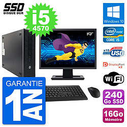 PC HP 600 G1 SFF Ecran 19" Intel Core i5-4570 RAM 16Go SSD 240Go Windows 10 Wifi · Occasion 