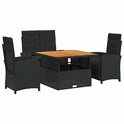 Maison Chic Ensemble à manger d'extérieur 4 pcs avec coussins,Salon de jardin noir -GKD180891