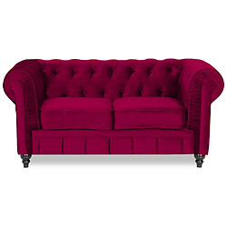 Canapé Chesterfield Velours 2 Places Altesse Rouge