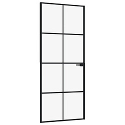 vidaXL Porte d'intérieur Noir 83x201,5 cm Trempé verre aluminium fin