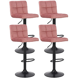 Non Lot de 4 tabourets de bar Feni velours 