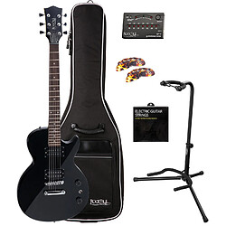 Rocktile LP-100 Guitare Électrique noir BL SET Housse pour + Cordes + support