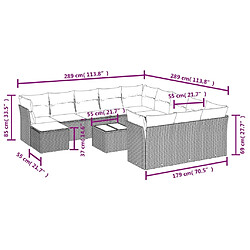 Avis vidaXL Salon de jardin avec coussins 13 pcs beige résine tressée