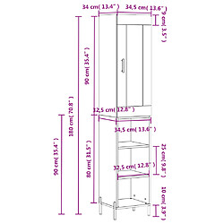 vidaXL Buffet haut Noir 34,5x34x180 cm Bois d'ingénierie pas cher