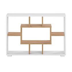 Homestyle4U Étagère Bibliothèque sur pied ou murale 7 compartiments à 4 variantes coloris Chêne et Blanc