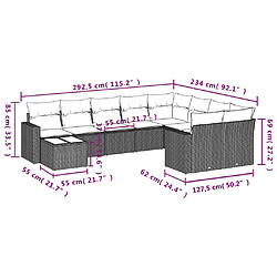 Avis vidaXL Salon de jardin 10 pcs avec coussins noir résine tressée