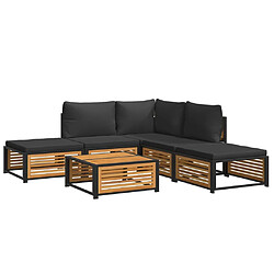 vidaXL Salon de jardin avec coussins 6 pcs bois d'acacia solide