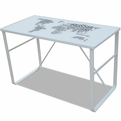 Helloshop26 Bureau table meuble travail informatique rectangulaire avec motif de carte du monde 0502064 