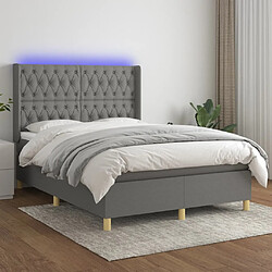 vidaXL Sommier à lattes de lit matelas LED Gris foncé 140x190 cm Tissu 