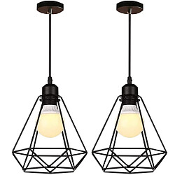 Stoex Lot de 2 Lustre Suspension industrielle E27 ,Lampe de Plafond Abat-Jour,Noir,Vin Lot de 2 Lustre Suspension industrielle E27 ,Lampe de Plafond Abat-Jour,Noir,Vintage Industrielle Suspension Luminaire Métal Plafonnier Lustre