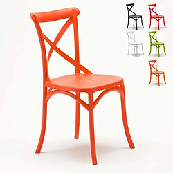 Ahd Amazing Home Design Chaise de cuisine et restaurant en polypropylène Vintage Paesana Cross design, Couleur: Orange