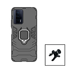 PHONECARE Kit Support Magnétique de Voiture Renforcé + Coque 3X1 Military Defender pour Xiaomi Poco F5 Pro - Noir 