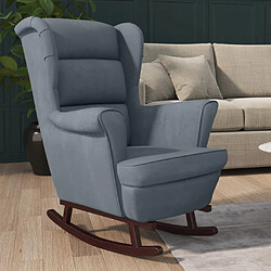 Maison Chic Fauteuil à bascule et pieds,Fauteuil pour relax en bois d'hévéa Gris foncé Velours -MN99836