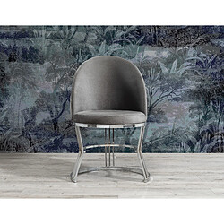 Vivenla Lot de 2 chaises de salle à manger design avec capitonnage à l'arrière revêtement en velours gris foncé et piètement en acier inoxydable argenté collection JAVED pas cher