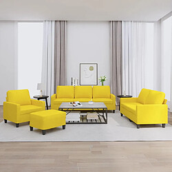 vidaXL Ensemble de canapés 4 pcs avec coussins Jaune clair Tissu