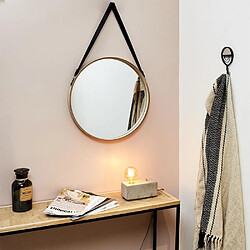 The Home Deco Factory Miroir rond avec anse en PU Barber 50 cm.