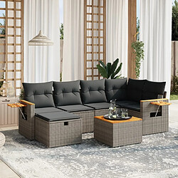 Maison Chic Salon de jardin avec coussins 7 pcs, Ensemble Tables et chaises de jardin, gris résine tressée -GKD316592