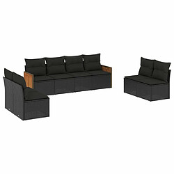 vidaXL Salon de jardin 8 pcs avec coussins noir résine tressée