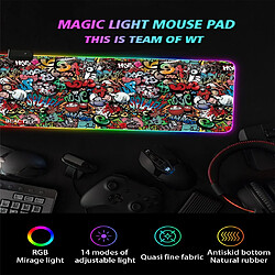 Avis Universal 300 * 800 Graffiti Magic Couleur Tissu en caoutchouc non coulissant RVB Gaming Mouse Pad Lampe LED Table Mouse Pad Large Mouse Pad