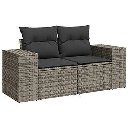 Avis vidaXL Salon de jardin avec coussins 7 pcs gris résine tressée