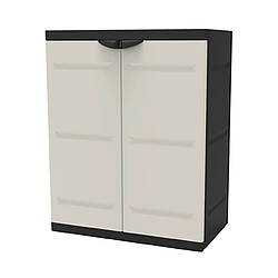 Pegane Armoire basse 2 portes intérieur/extérieur coloris noir/taupe - Longueur 70 x Profondeur 44 x Hauteur 88 cm