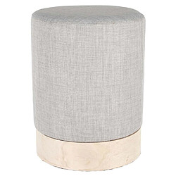 The Home Deco Factory Pouf scandinave en tissu base bois 30 cm Gris clair.