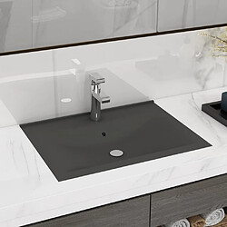 vidaXL Lavabo avec trou de robinet Gris foncé mat 60x46 cm Céramique 