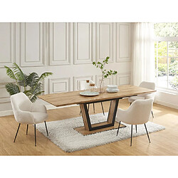 Vente-Unique Table à manger extensible 6 à 10 personnes en MDF et métal - Naturel et noir - VITENO