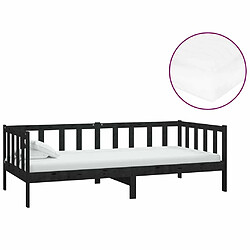 Maison Chic Lit de jour avec matelas, Lit de repos Lit d'invité pour Salon Chambre,Canapé-lit 90x200 cm Noir Bois de pin massif -MN84441