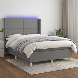 vidaXL Sommier à lattes de lit matelas LED Gris foncé 140x190 cm Tissu 