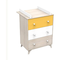 Sauthon Commode a langer 3 tiroirs en mélamine beige clair Type de produit : TABLE - PLAN A LANGER - Commode a langer 3 tiroirs en mélamine beige clair