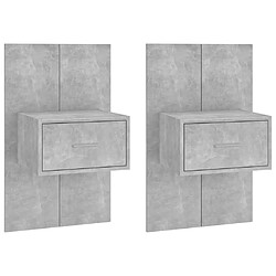 vidaXL Tables de chevet murales 2 pcs Gris béton