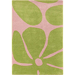 Jardindeco Tapis intérieur à poils longs Swing 385 vert 120 x 160 cm.