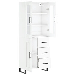 Avis vidaXL Buffet haut Blanc brillant 69,5x34x180 cm Bois d'ingénierie