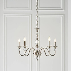 Interiors 1900 Suspension 5 ampoules Polina, nickel et cristal