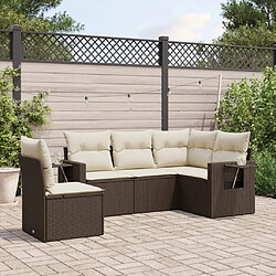 vidaXL Salon de jardin avec coussins 5 pcs marron résine tressée