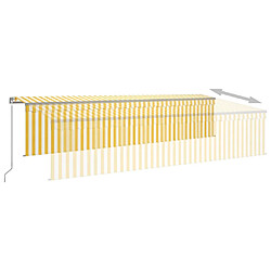 Acheter Maison Chic Auvent manuel rétractable avec store | store extérieurs de porte | Marquise Brise-soleil 6x3 m Jaune et blanc -GKD12580