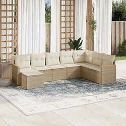 vidaXL Salon de jardin avec coussins 8 pcs beige résine tressée 