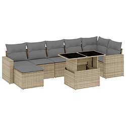 vidaXL Salon de jardin avec coussins 8 pcs beige résine tressée