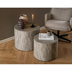 Lisa Design Pueblo - lot de deux tables basses rondes - effet marbre gris - 58 et 50 cm