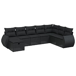 vidaXL Salon de jardin 8 pcs avec coussins noir résine tressée