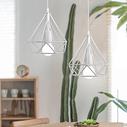 Stoex Métal Retro Suspensions Luminaires Industriel Lustre Abat-jour en Style Nordique Cage diamant E27 Blanc pas cher