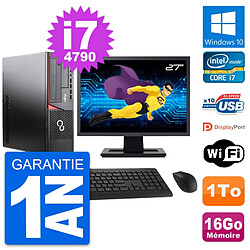 PC Fujitsu E920 DT Ecran 27" Intel i7-4790 RAM 16Go Disque 1To Windows 10 Wifi - Occasion