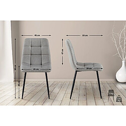 Decoshop26 Lot de 4 chaises de salle à manger en tissu gris pieds métal noir design moderne et confortable CDS10413