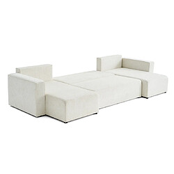 Bestmobilier Topaze - canapé panoramique en U - 7 places - convertible avec coffre - en tissu velours relief