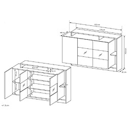 Vente-Unique Buffet 3 portes et 3 niches avec LEDs - Coloris : Naturel et anthracite - IDESIA pas cher