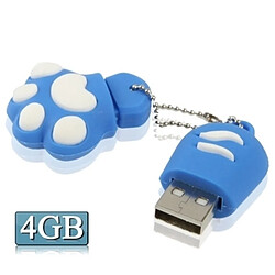 Wewoo Clé USB bleu 4 Go de patte d'ours en forme de silicone USB 2.0 Flash Disk avec anti-poussière 