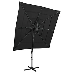 ComfortXL Parasol à 4 Niveaux Avec Mât En Aluminium Noir 250x250 Cm 