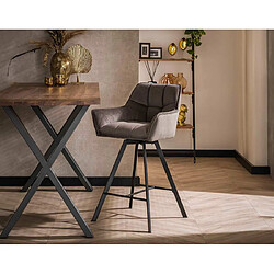 Lisa Design Hatti - lot de 2 tabourets de bar pivotants - en velours gris